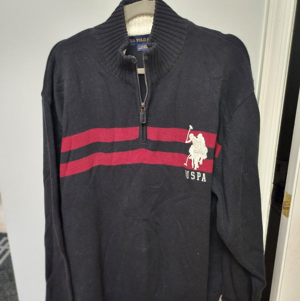 US Polo Association Quarter Zip sweater with logo size 2XL